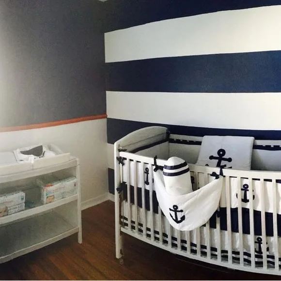 Nautical Themed Baby Crib with Anchor Design